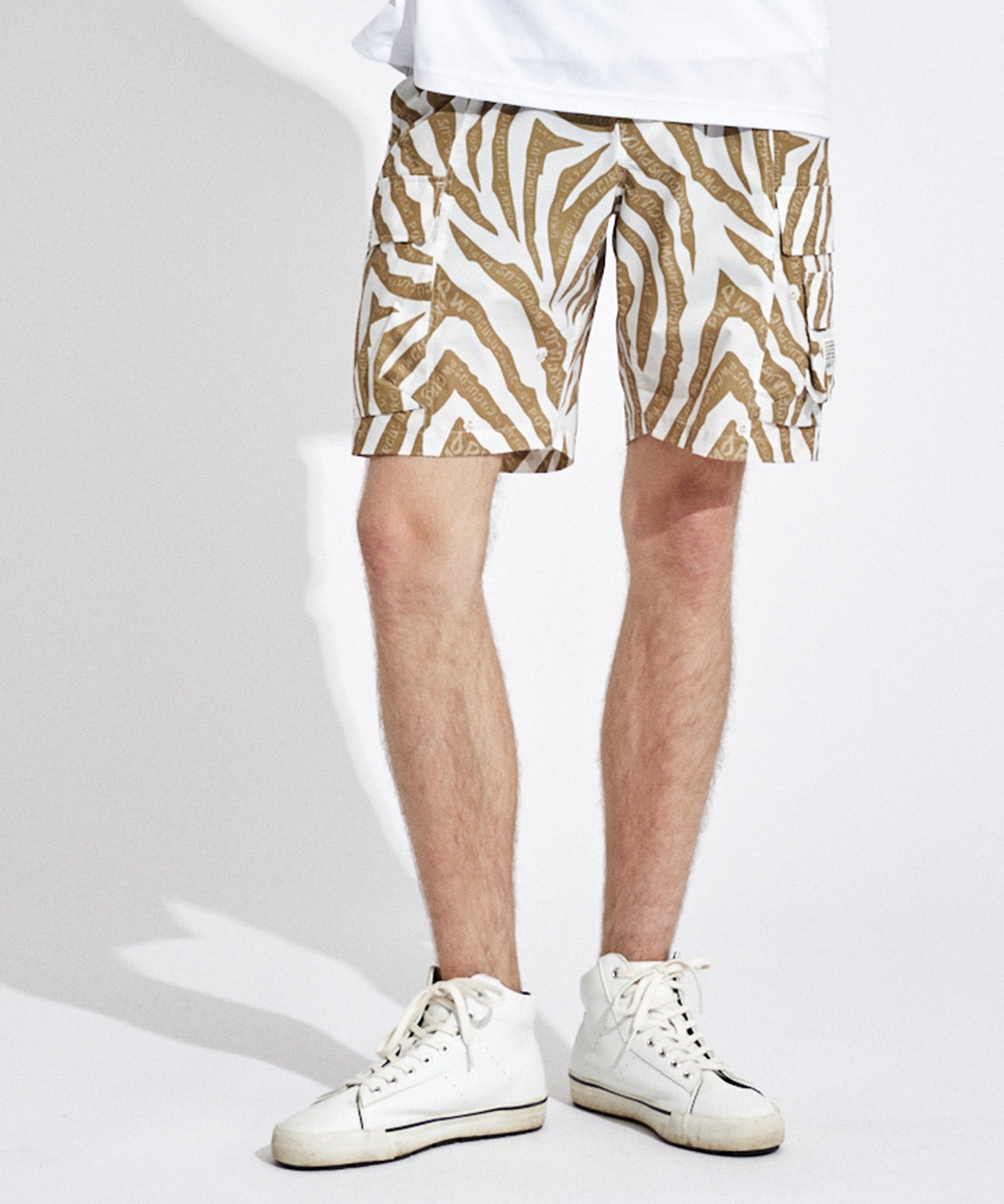 ZEBRA BELTED CARGO SHORTS